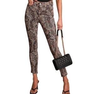 NEW! FREE PEOPLE HIGH RISE Snake Print Jeans Size 26 NWT Womens Animal Print